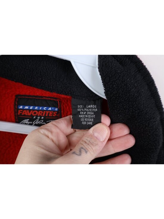 Vintage 90s Mens Large Detroit Red Wings Hockey 1/4 1/2 Zip Fleece Sweater Red - Picture 6 of 14